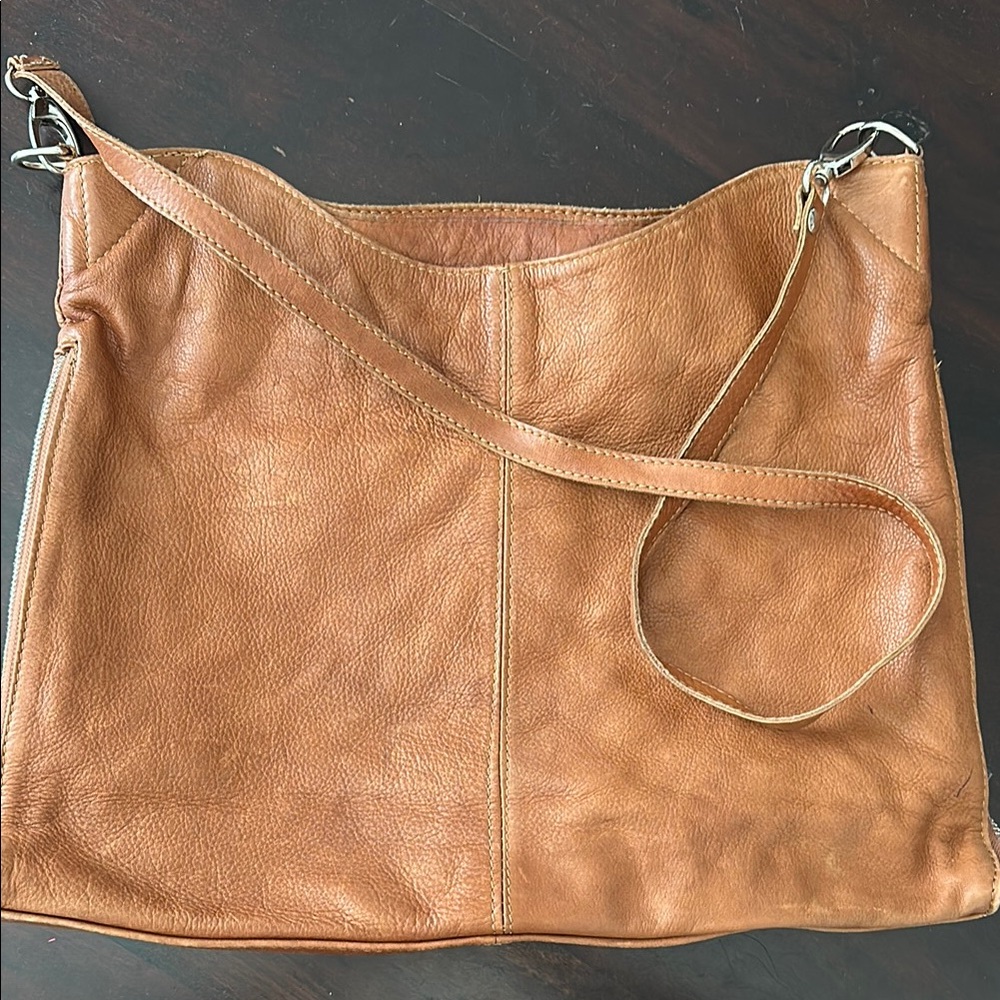 Italian Genuine Leather Elegant Tan Leather Shoulder Bag
